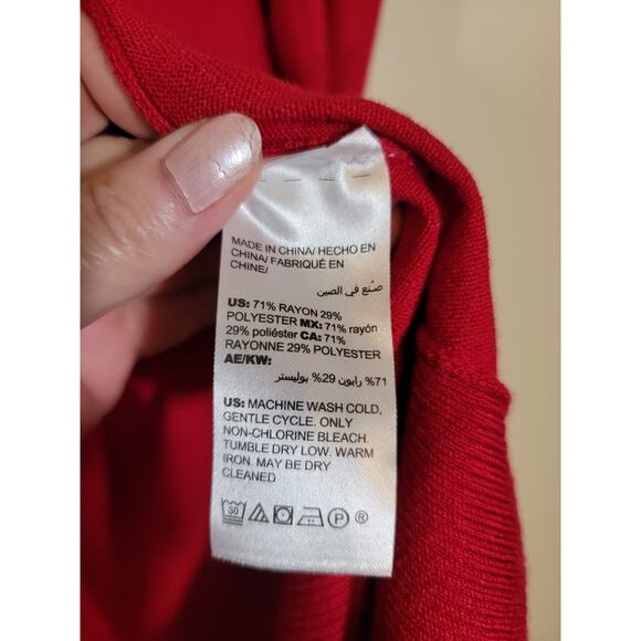 Chico's Women Open Front Cardigan Sweater Long Sleeve Long Line Red SZ 2 US LG - Picture 3 of 4